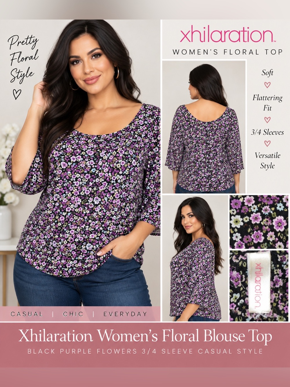 Women’s floral top multicolor summer weightless casual blouse